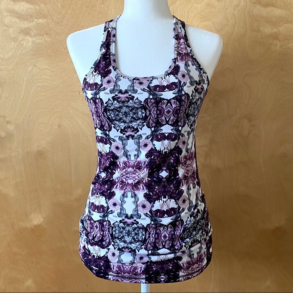Karma Workout Racerback Floral Purple Tank Top